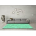 thumbnail image 3 of Ahgly Company Machine Washable Indoor Round Abstract Turquoise Blue Modern Area Rugs, 4' Round, 3 of 4