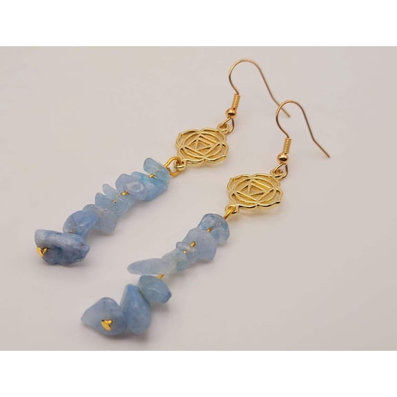 Handmade Blue Chalcedony Natural Drop Earrings , Crystal Earrings