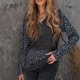 thumbnail image 4 of Sudadera con capucha Estampado de leopardo Diseño de empalme Escote de manga larga Botón a presión Bolsillo grande Cordón Sudadera con capucha para mujer Negro L, 4 of 7