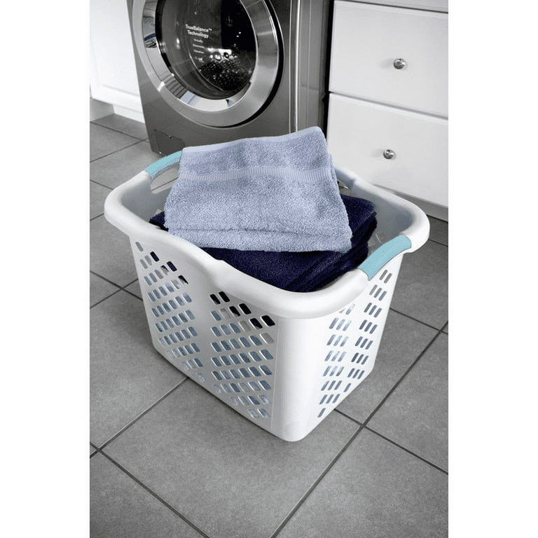 Home Logic Laundry Basket with Silver Handles, 2 Bushel Plastic
