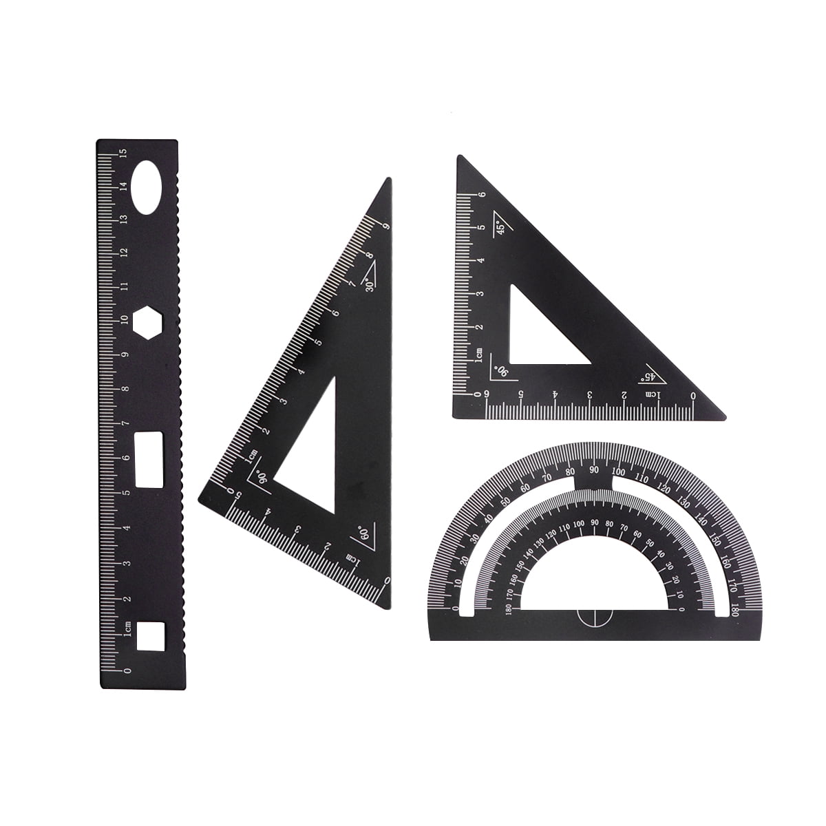 Frcolor Ruler Set Geometry Protractor Compass Triangle Metal Drafting