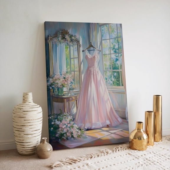 Velto Vintage Bedroom Canvas Wall Art Rococo Interior Illustration Feminine Romantic Victorian Inspired Home Decoration, SIZE 8x10 INCLUDE Pine Wood Frame 1.25-Inch