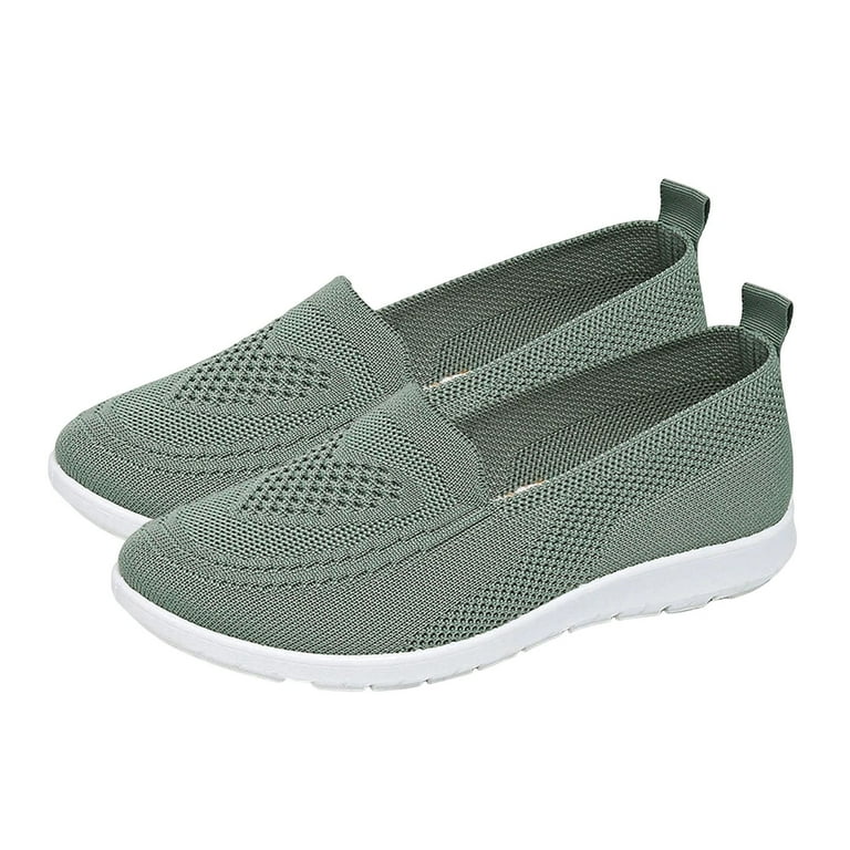 Cqonept Women's Low Wedge Closed Round Toe Dressy Summer Casual Loafer Slip On Arch Support Walking Office Work Dress Shoes Army Green 38, White