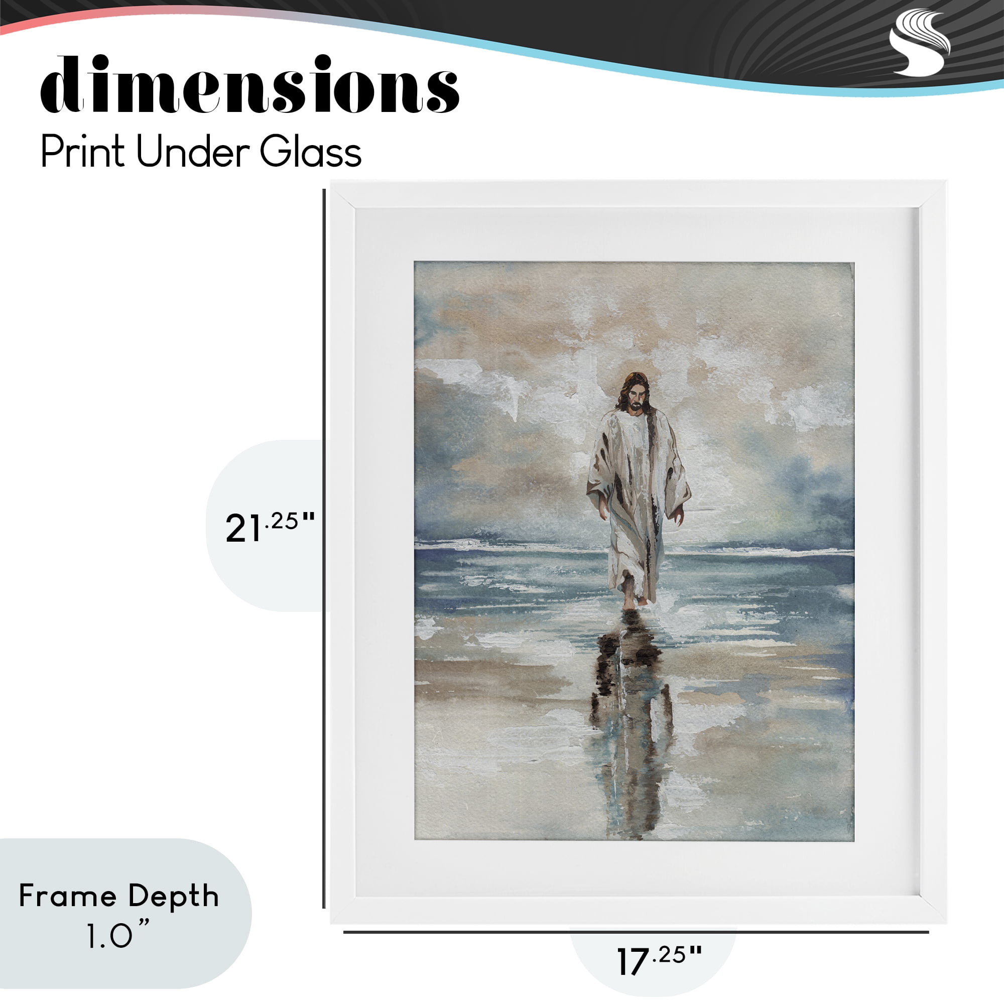 Stupell Industries Jesus on Water White Framed Print Under Glass, design by Elizabeth Medley