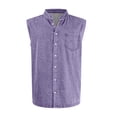 thumbnail image 6 of Men's Vintage Denim Vest With Stand Collar And Button Front, Sleeveless Casual Jean Shirt Featuring Chest Pocket Purple XXXL, 6 of 6
