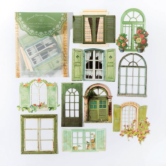 30PCS Window Hollow Out Scrapbook Stickers for Aesthetic Flower Vintage Door Junk Journal Planner Journaling Scrapbooking Craft Supplies