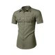 thumbnail image 1 of Camisa Elvqul Hombre sin Estampado Verde del Ejército Casual Manga Corta Gym con Solapa, 1 of 8