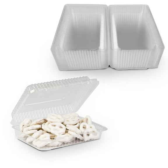 MT Products Clear Deep OPS Clamshell Take Out Containers 6.8" x 5.6" x 2.1" - Plastic Dessert Containers with Lids - Pack of 40