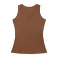 thumbnail image 3 of Youmylove Summer Women's Tops Elegant Solid Color Sleeveless V Neck Knit Ribbed Top Casual Summer Tank Blouse Fashion Boho Shirt, 3 of 7