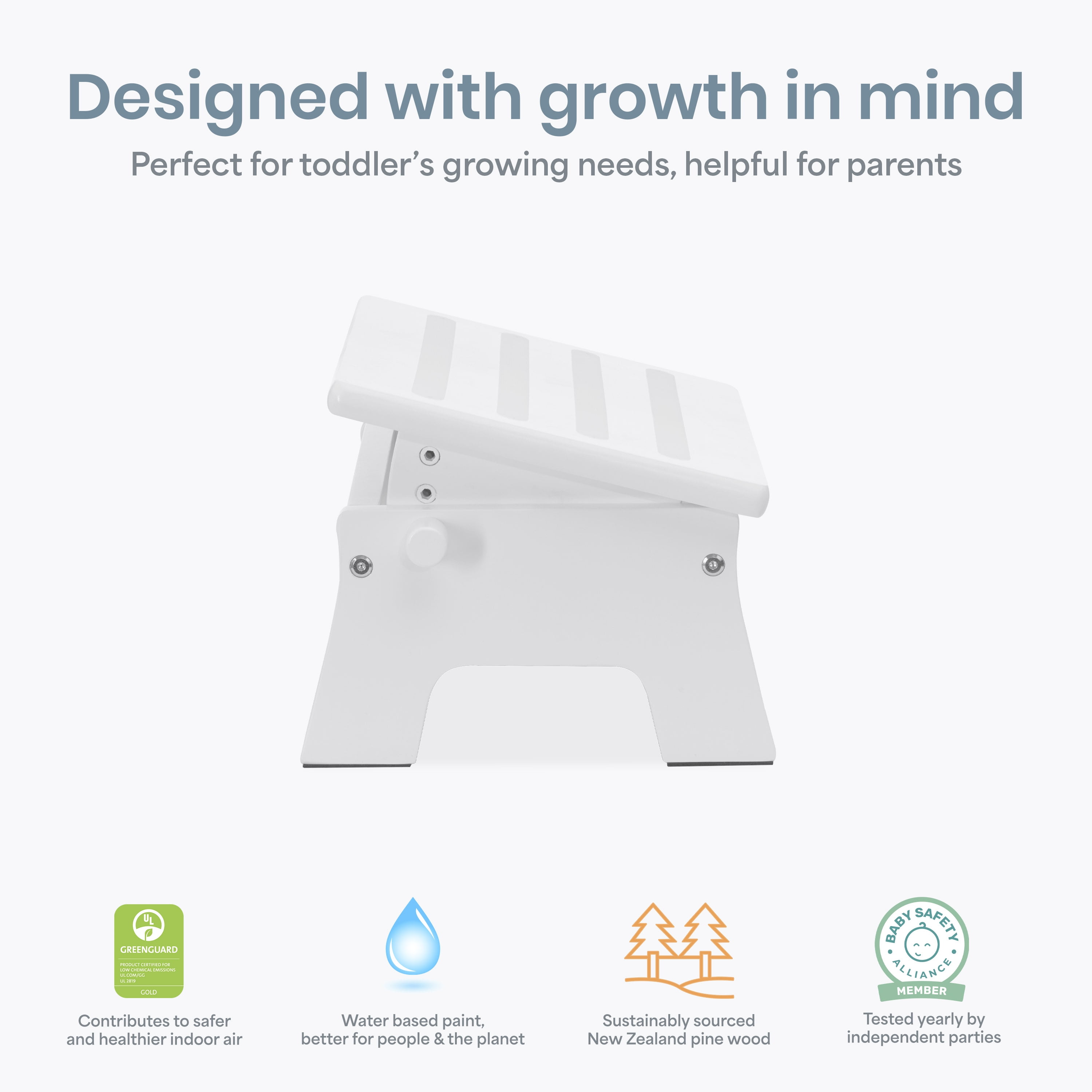 Dream On Me Ease-Up Adjustable Nursing Footrest In White