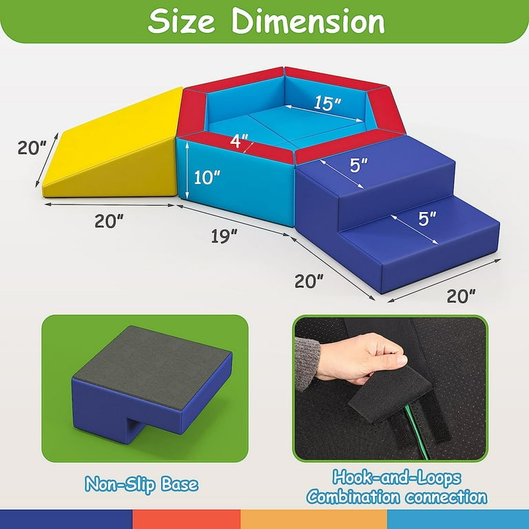 Mooedcoe Foam Climbing Blocks For Toddlers - 7 Piece Soft Play Set For Indoor Active Fun Ages 6 Months To 5 Years