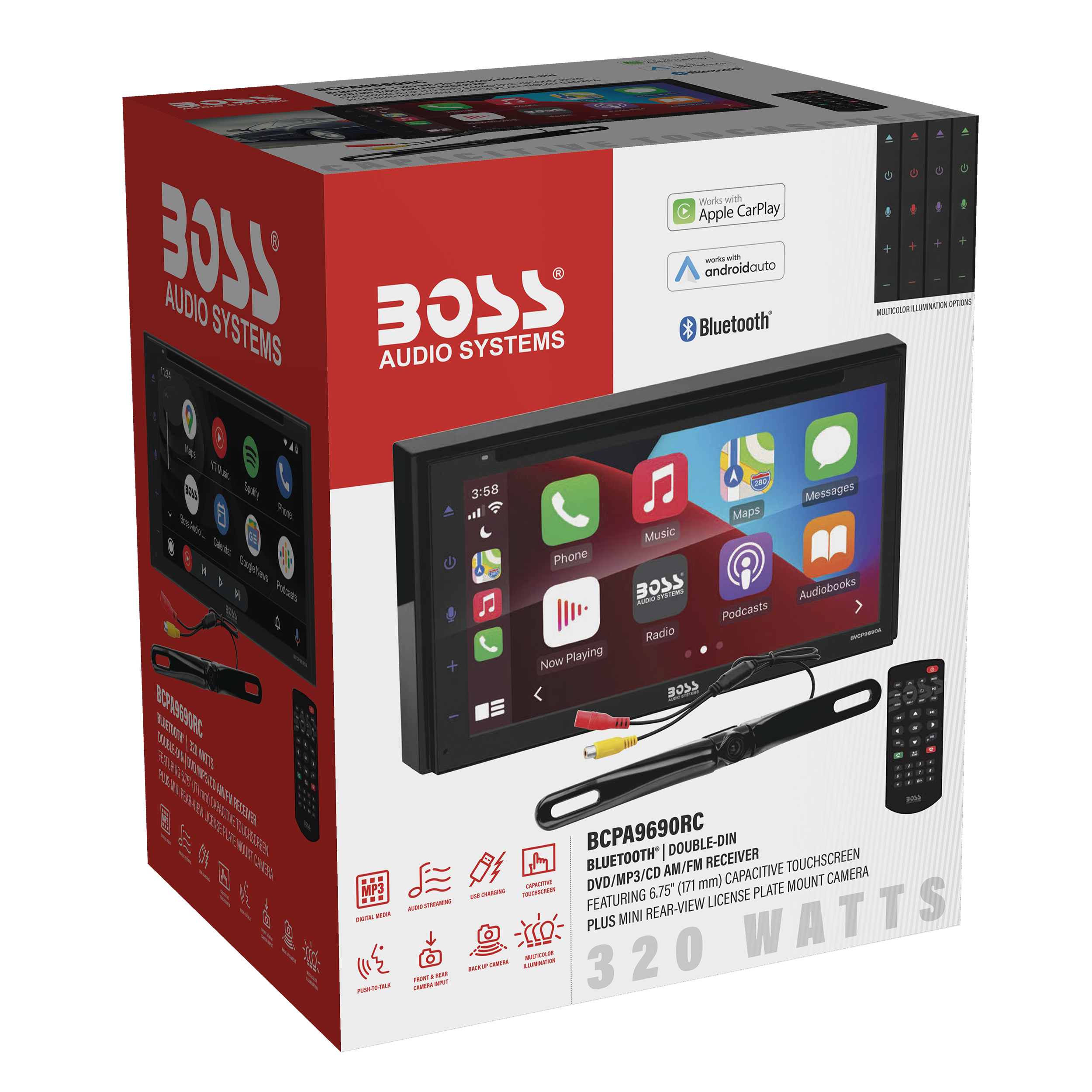 BOSS Audio Systems BCPA9690RC 6.75” Apple CarPlay Android Auto Car DVD  Player