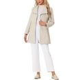 thumbnail image 3 of INSPIRE CHIC Women's Classic Stand Collar Long Sleeve Winter Belted Long Coat XS Beige, 3 of 9