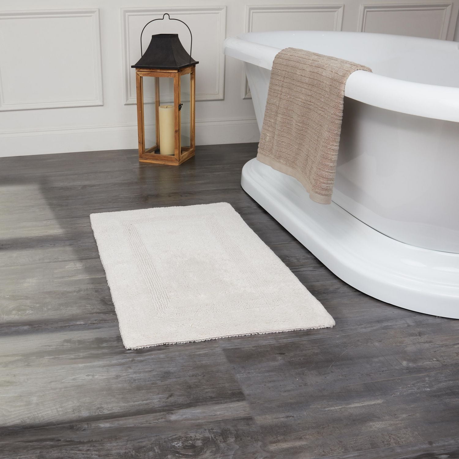 Tapis de bain en coton réversible doux et absorbant Fabstyles Basix