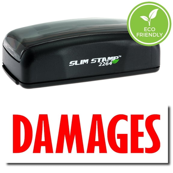 Large Pre-Inked Damages Stamp with Green Ink
