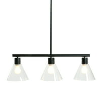 Creative Co-Op Modern Metal and Glass Linear Chandelier, Black