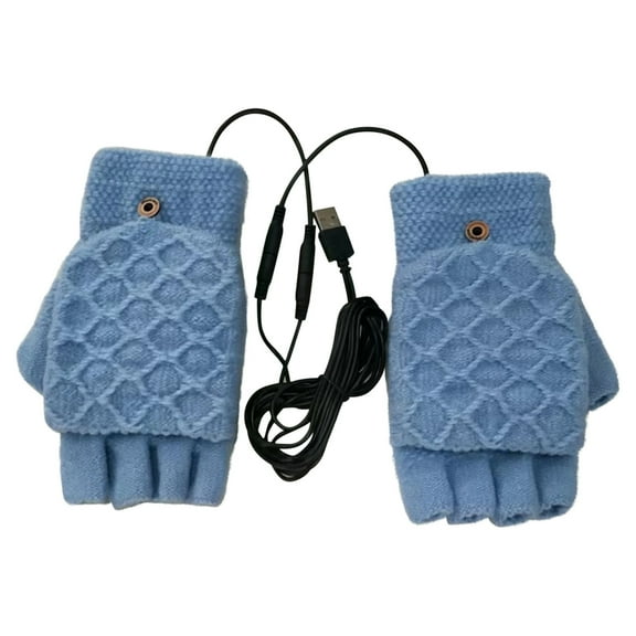 Winter USB Heated Gloves Fingerless USB Hand Warmer Electric Hand Warming Gloves with Button Heated Mittens