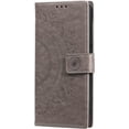 thumbnail image 4 of Case for Google Pixel 6, Premium Leather Flip Wallet Case with Card Slots Holder Kickstand Hand Strap Mandala Half Flower Design Embossed Shockproof Cover Case - Gray, 4 of 12