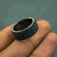 thumbnail image 4 of Men's Weddings Gift Band Ring 3Ct Round Cut Simulated Blue Sapphire 14K Black Gold Plated, 4 of 4