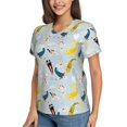 thumbnail image 2 of Xecao Japanese Carps for Women's V-Neck T-Shirts-Elegant Half-Sleeve Tops Perfect for Summer-Small, 2 of 5