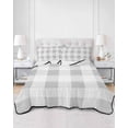 thumbnail image 3 of Quilts Twin Size, Grey White Buffalo Check Soft Comforter Bedding Set for Bed, Farmhouse Plaid Modern Geometric Lightweight Quilted Bedspread with Pillow Cover(2 Pieces) for All Season, 68x86 Inch, 3 of 6