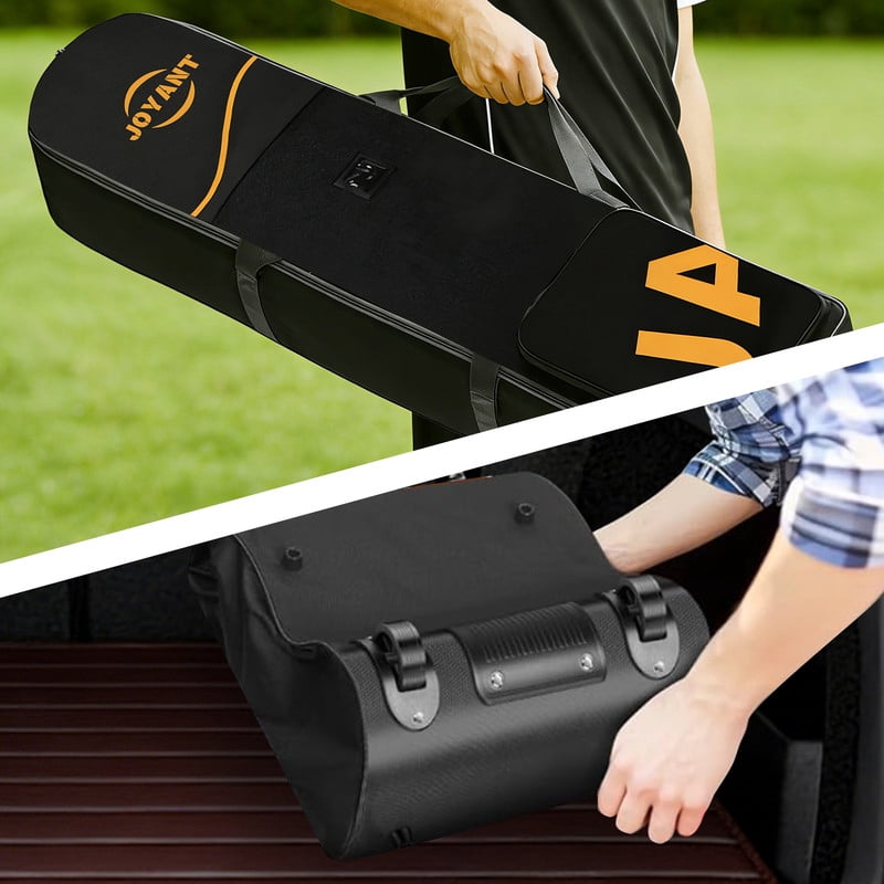 Golf Travel Bag with Wheels for Airlines, Rolling Golf Club Transport Case, Foldable Soft 600D Waterproof Oxford Golf Club Travel Covers with Shoe Pocket Black