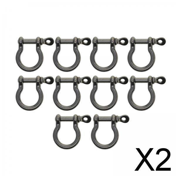 2x 10x Hebillas de Grillete de Cadena BLESIY Aro de Metal Bloqueo Anillos D Abrazadera de Carga