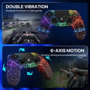 ISHAKO Wireless Controller for P4/Pro/Slim and PC, RGB Game Controller, Black