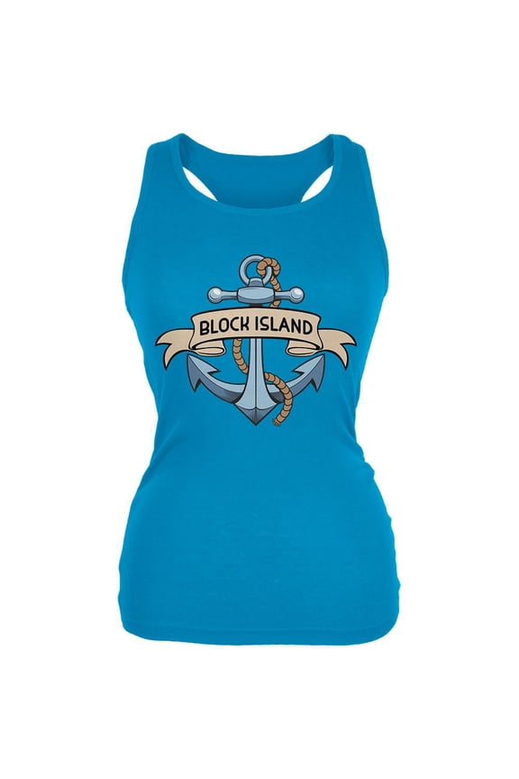 Anchor at Block Island Juniors Soft Tank Top LG