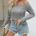 thumbnail image 5 of GigrtiJin Women off Shoulder Ribbed Knit Crop Sweaters Long Sleeve Slim Pullover Tops Casual Cozy Knit Blouses, 5 of 5