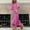 Hot Pink, variant on Women's Boho Maxi Dresses Casual Ruffle Long Sleeve V-Neck Flowy Long Beach Dress Plus Size Loose Dress Hot Pink