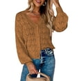 thumbnail image 1 of ZAXARRA Cardigan en Tricot pour Femmes Manches Longues Col en V Fermeture à Boutons Veste Décontractée Automne Pull, 1 of 5