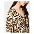 thumbnail image 3 of INC Womens Beige Animal Print Long Sleeve V Neck Top Size: XS, 3 of 4
