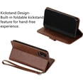 thumbnail image 3 of Wallet Case Compatible with iPhone 12/iPhone 12 Pro 6.1 inch 2020, 5 Card Slots Magnetic Closure Zipper Pocket Handbag PU Leather Flip Case with Wrist Strap TPU Kickstand Cover - Brown, 3 of 16