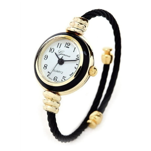 black gold geneva cable band women's small size bangle watch