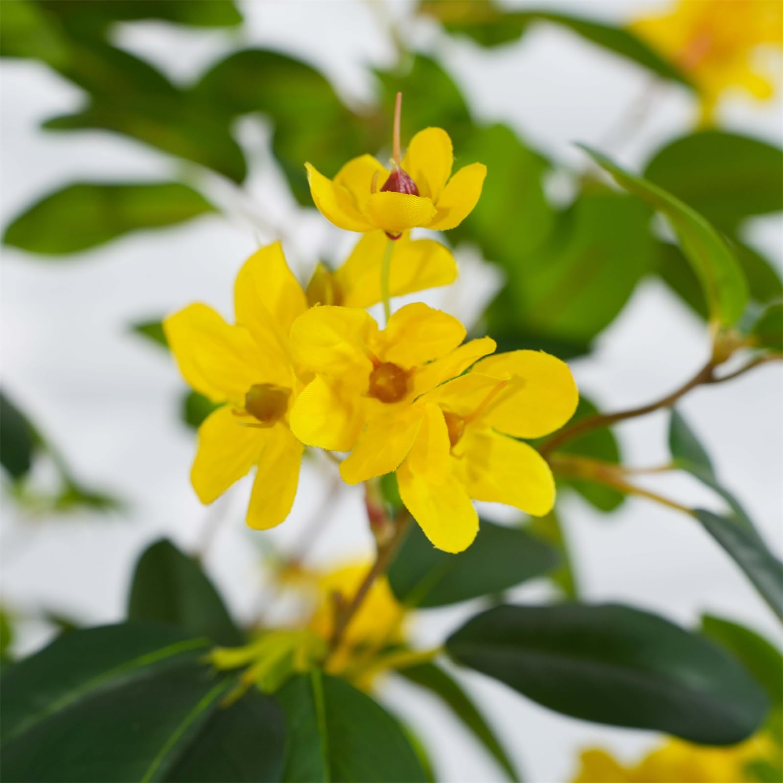 Artificial Flower Tree, Blooming Flower Artificial Tree Pre Potted, Faux Floor Plants with Yellow Flowers and Green Leaves for Garden Home Wedding Party-59/51in