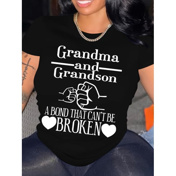 Camiseta de cuello redondo con estampado de abuela y nieto, manga corta, informal, para verano y primavera, para mujer. Para adultos, hombres, mujeres, adolescentes, jóvenes.
