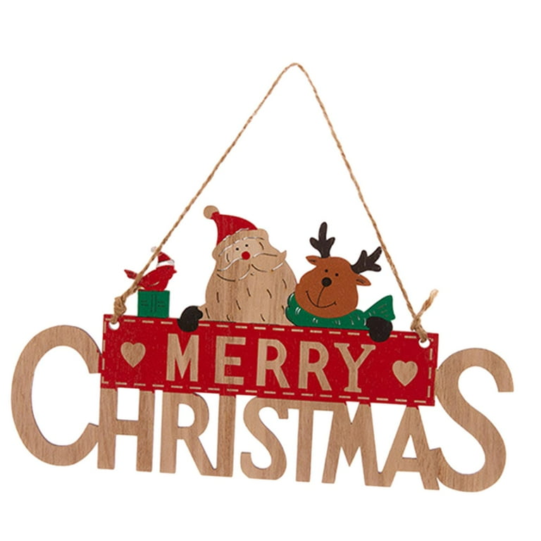 Merry Christmas Wooden Door Hanging Sign Christmas Plaque Sign for