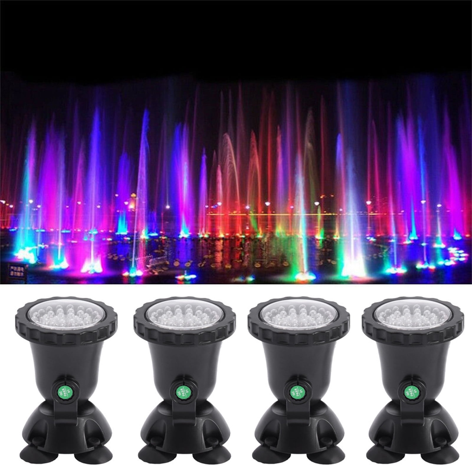 36 LED  Submersible RGB Pond Spot Lights Underwater Pool Fountain IP68+IR Remote 