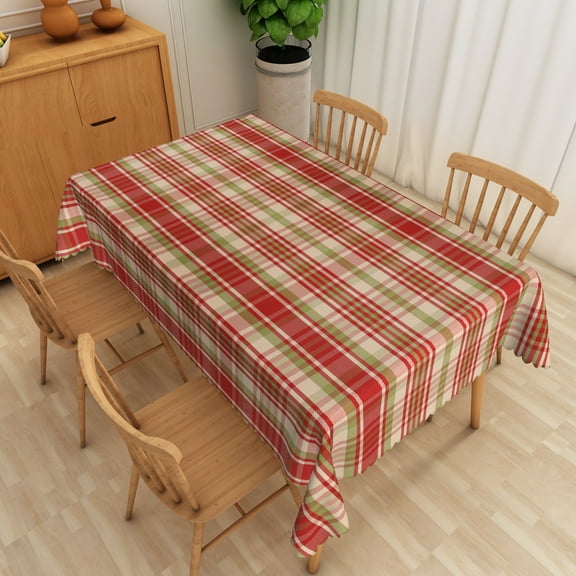 SUNOLIFE Fall Buffalo Plaid Tablecloth Rectangular Thanksgiving Autumn Table Cloth Cover 54x72 Inch