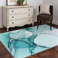 thumbnail image 4 of Marble Turquoise Large Area Rugs for Bedroom Living Room, Soft Non Slip Carpet Bedside Rug, Abstract Nature Cracks Silver Wavy Rectangular Floor Cover Kitchen Accent Rug 3'x5' for Dining Room/Office, 4 of 9