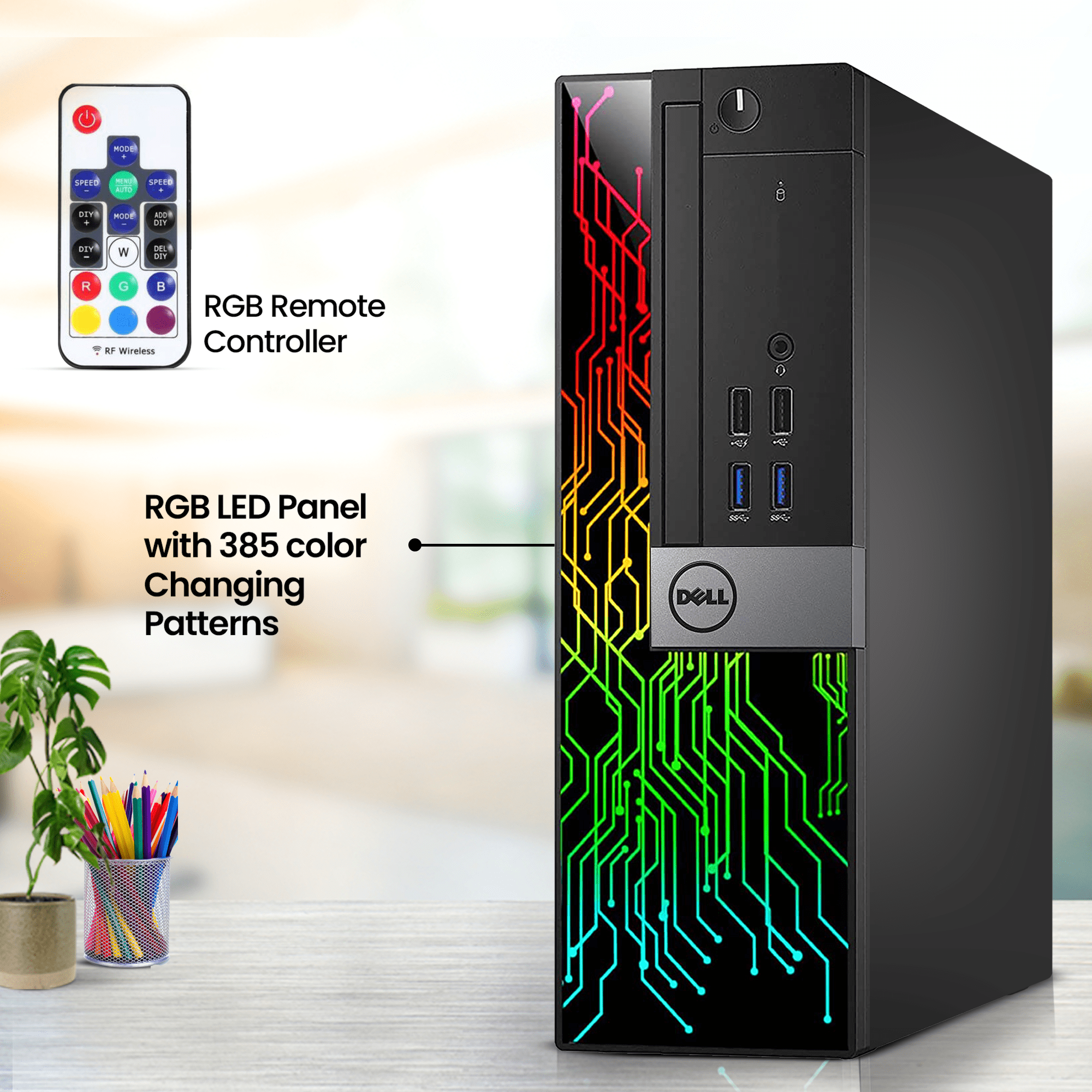 Restored Dell OptiPlex RGB Gaming Desktop Computer PC, Intel i5 Quad-Core 6th Gen. Processor, 8GB Ram, 512GB SSD, NVIDIA GT 1030 DDR5, RGB KB & Mouse, WiFi, Windows 11 Pro (Refurbished)