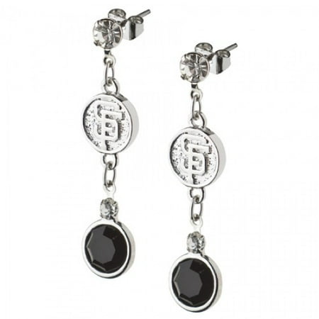 San Francisco Giants Earrings MLB Team Logo w/ Team Colored Crystals & Rhodium Finished