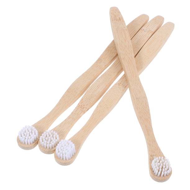 4 cepillos de dientes de bambú para limpieza lingual, raspadores y cepillos de dientes para una limpieza bucal profunda (blancos)