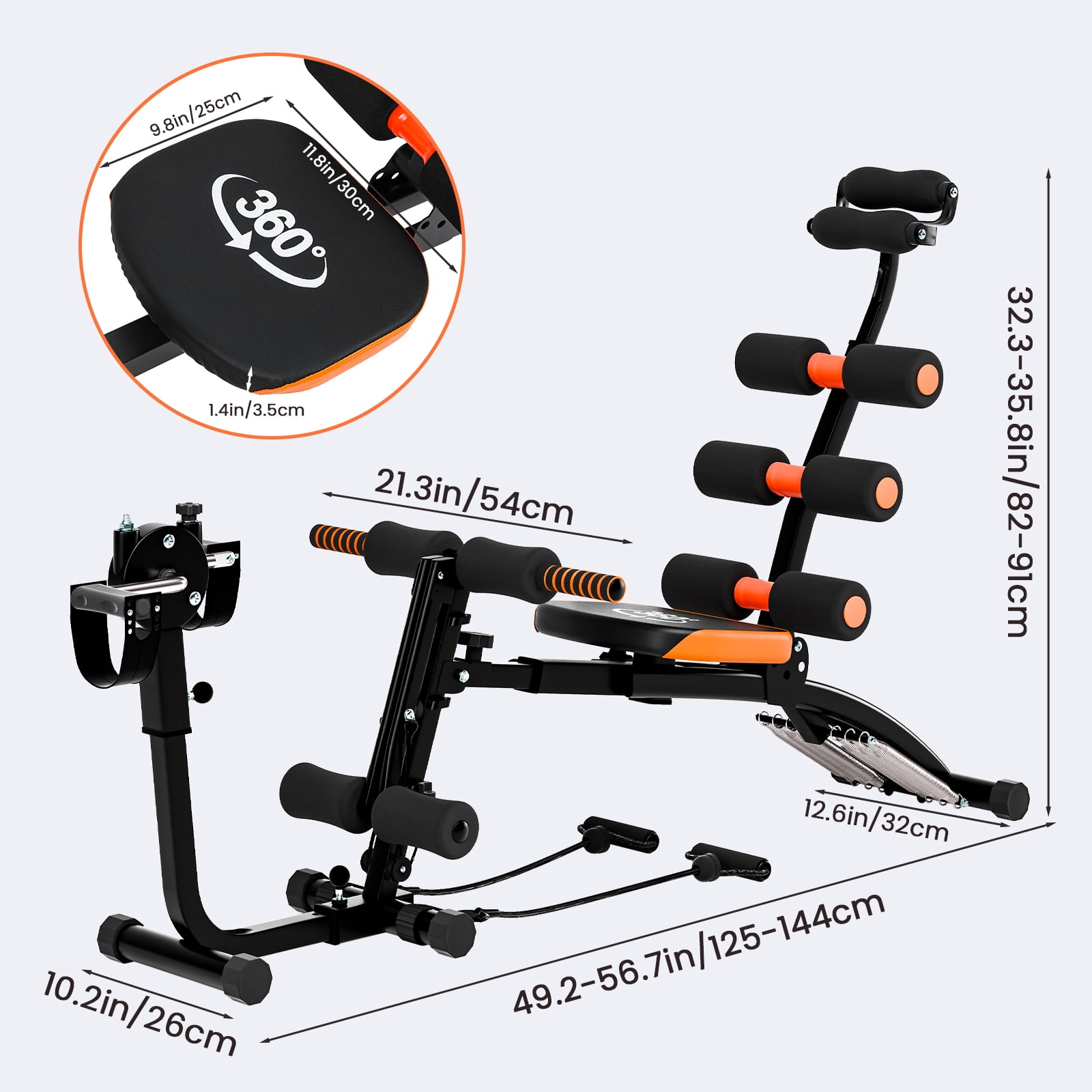 Yedigre All-in-One Adjustable Ab Workout Bench – Foldable Multi-Functional Fitness Bench for Home Gym