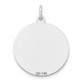 thumbnail image 4 of Collier Pendentif Charme Rond en Or Blanc 14k Massif Poli Gravable Gravé au Laser.027 Gauge Eng, 4 of 4