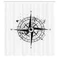 thumbnail image 3 of Ambesonne Maritime Shower Curtain, Grunge Splashes Windrose, 69"Wx70"L, Charcoal Grey and White, 3 of 5