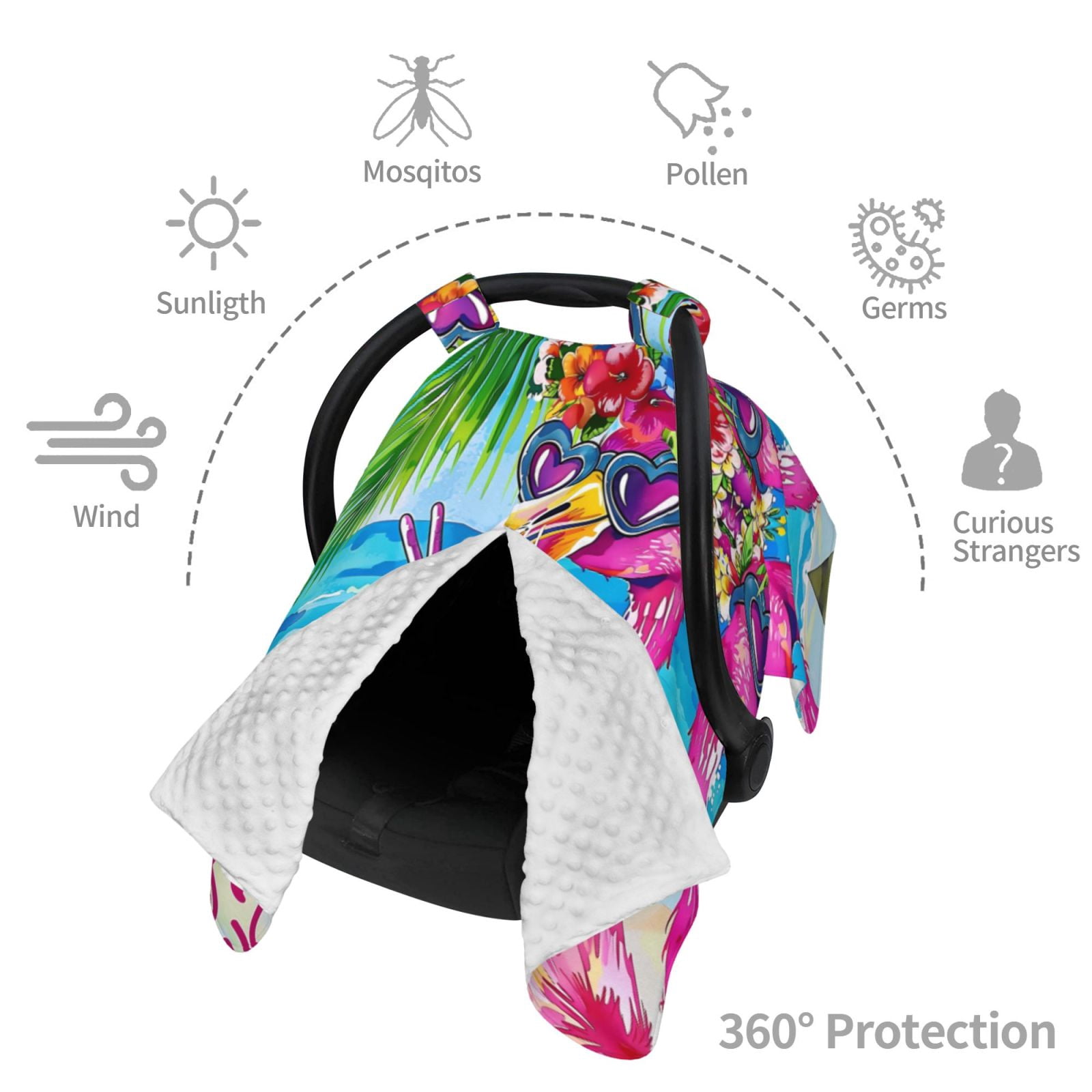 Car Seat Cover Baby - Tropical Flamingo Summer Breathable Infant Car Seat Cover for Baby Carseat, Lightweight Comfort Baby Essentials Must Haves Newborn Stuff for Girl Boy