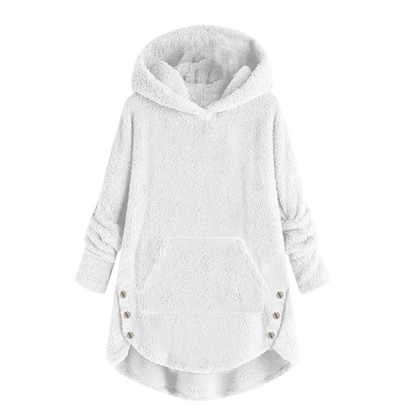 Ixbnca Children's Fleece Hoodies Loungewear Sherpa Pocket Long Tops Warm Long Sleeve Pullover Winter Hoodies