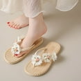 thumbnail image 6 of Bxsruta White Flower-Embellished Flip Flops with Decorative Centers, Woven Sole for Beach Trips & Casual Wear, 6 of 8